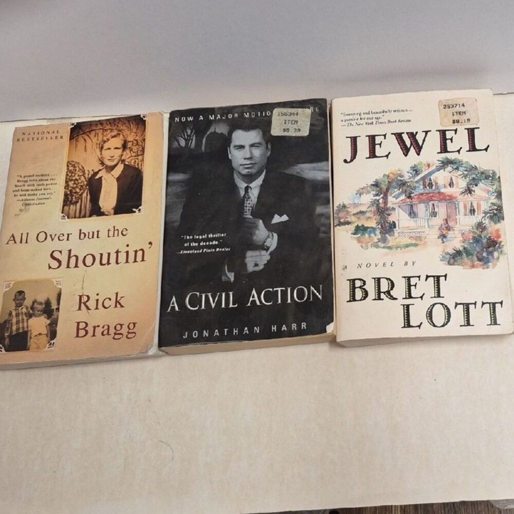 Modern Black & White Paperback Book Stack Set of 3 Decor Staging Home Office